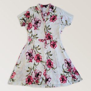Floral Spring Sundress, Bohemian Summer Dress, Button down Dress, Size L
